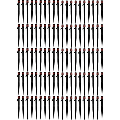 Lot de 100 goutteurs à jet réglable à 360° pour arrosage de terrasses, pelouses et massifs, 13 cm / 5,1 pouces, rouge (1/5)