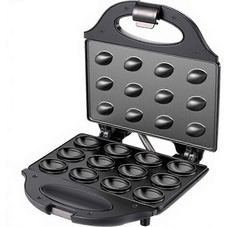 Elektrisches Waffeleisen mit 12 Mulden, Walnusseinsatz und Keksaufsatz für professionelle Bäcker – Antihaftbeschichtung – EU-Stecker (1/5)