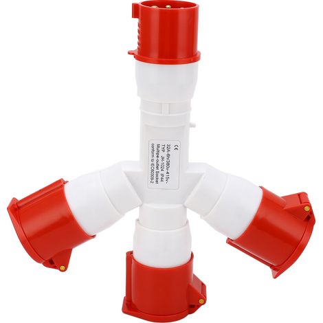 Prise industrielle étanche IP44, 1 entrée, 3 sorties, 4 broches, multiprise, antidéflagrante, connecteur électrique 32 A 380-415 V (1/5)