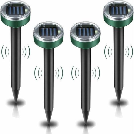 Répulsif solaire contre les taupes, 4 pièces répulsif à ultrasons contre les nuisibles - Lutte contre les taupes avec IP65 imperméable à leau, répulsif pour les taupes de jardin Mole