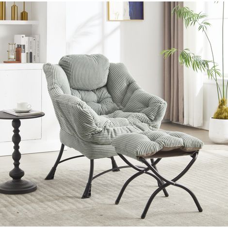 Sessel Stuhl mit Hocker 70x64x95 Hellgrün OKMYHOME (1/5)
