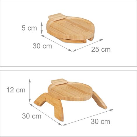 Vassoio per bracciolo con comoda scanalatura salotto 40 x 30 x 5 cm in bambù naturale 130013134