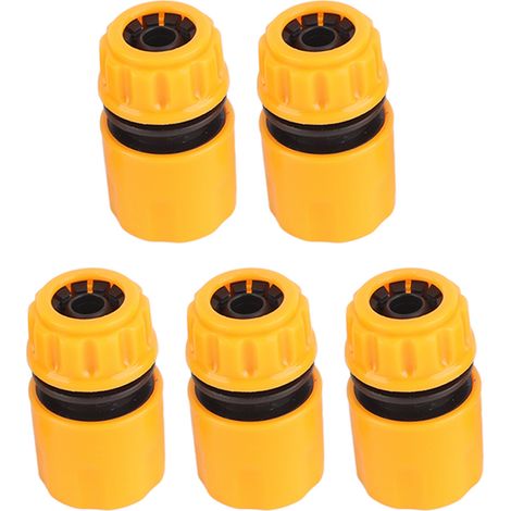 Lot de 5 raccords rapides 3/4 pouce pour tuyau arrosage en ABS jaune noir universel nettoyage voiture cour (1/5)