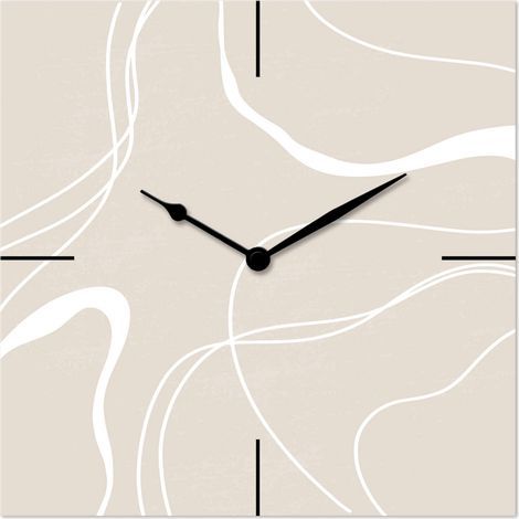 Lupia - Orologio da Parete in Legno ecologico, con stampa ORGANIC ABSTRACT BEIGE, 30x30 cm, Made in Italy, Movimento a Quarzo, Alimentato a Batteria non inclusa, Adatto a Tutti gli Stili di Casa (1/4)