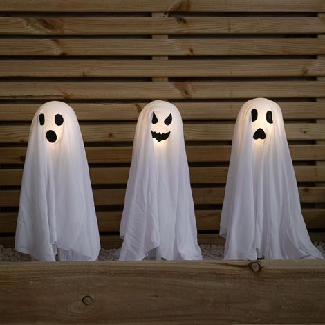 3 Battery Powered Light up Ghost Halloween Path Lights with LEDs (1/5)