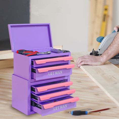 Organizer da scrivania 36x24x39 cm in metallo viola e rosa con cassetti FloraGrace (1/5)