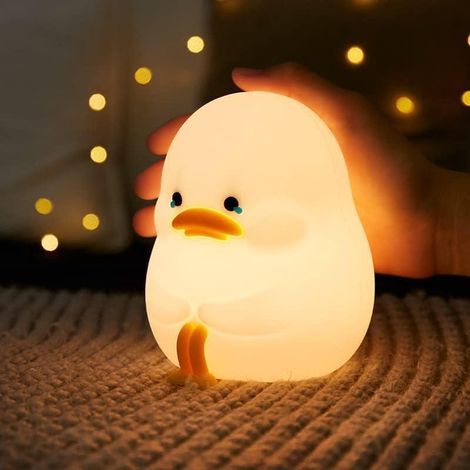 Veilleuse canard silicone rechargeable LED, 7 couleurs réglables, lampe chevet bébé sans lunettes, éclairage doux chambre enfant (1/3)