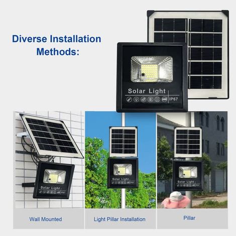 Projecteur solaire 25 W à 44 LED avec contrôleur, contrôle précis de la luminosité, 2 modes d'éclairage et intensité variable. (1/2)