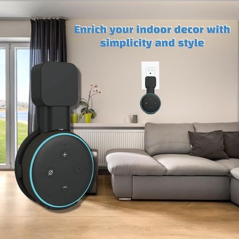 Compatible con Dot 3 y Google Mini，Soporte de pared que ahorra espacio para Dot (3.ª generación)，Apto para cualquier habitación (Negro) (1/5)