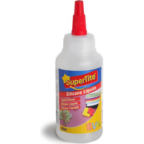 SUPERTITE Bottiglia per liquidi in silicone 100 ml. Uso scolastico/ufficio. Non tossico, con applicatore e tappo.