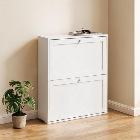 Meuble d'entrée armoire à chaussures blanc 80 x 20 x 84 cm (1/5)