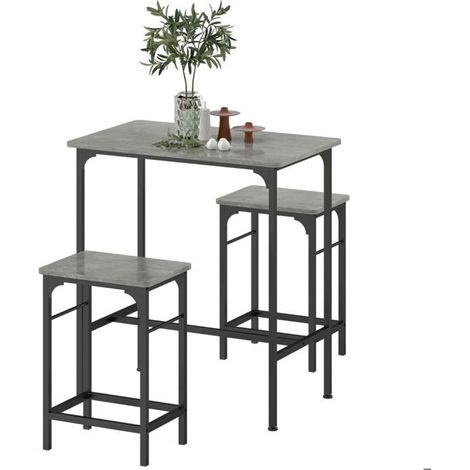 Table à manger 80x50, design industriel Table de cuisine et chaises, tabourets confortables, rangement compact, patins antidérapants (1/5)