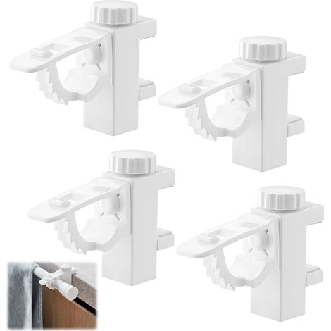 Support Tringle Rideaux Sans Percage, 4 pièces Support Ri-deau Sans Percage, Tringle Rideau Dressing, Accroche Rideau Sans Percage (1/5)