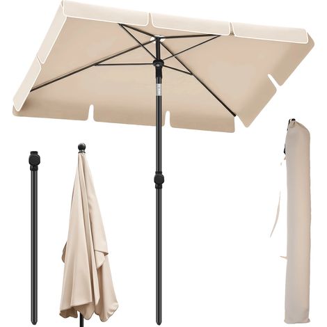 Auvent de jardin, inclinaison réglable, tissu résistant aux UV, beige (carré) (1/2)