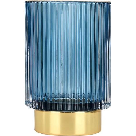 Rangement maquillage en cristal, pot à pinceaux vintage, porte-stylo, organisateur pour coiffeuse, chambre, salle de bain ( - Bleu L (1/5)