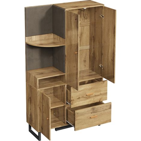 Armario de recibidor con zapatero y cajones MDF 110 x 38 x 186 cm natural y negro HOMVRA (1/5)
