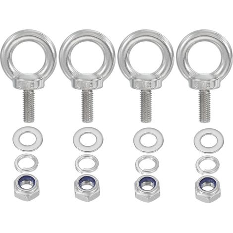 Boulon À Œil M8 x 20mm Avec Écrou, 4 Pièces 304 Acier Inoxydable Boulon À Œil À Épaulement Pour Levage Vis Filetées Pour suspendu, Argent (1/5)