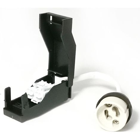 Europalamp – Douille GU10 céramique automatique 230V – Connecteur électrique double connexion clipsable – Longueur 175mm – Résistante à 250°C
