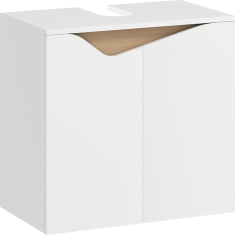 Meuble vasque de salle de bain avec portes à fermeture amortie, blanc, 60 x 35 x 57,9 cm (1/4)