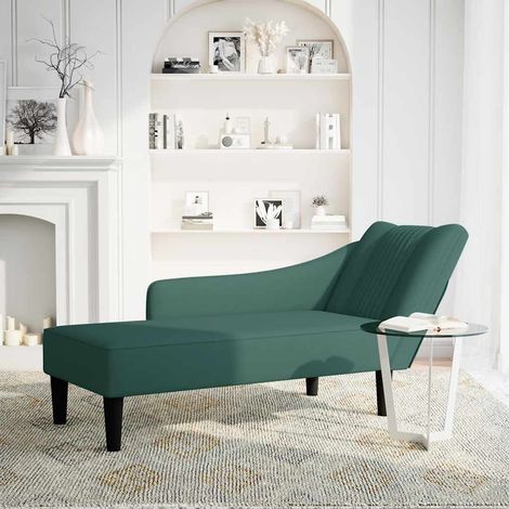 Fauteuil de Salon,Chaise,Fauteuil long avec accoudoir droit vert foncé velours CFW249971 (1/5)