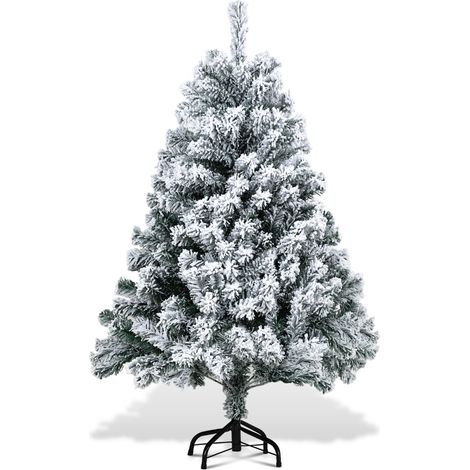 SWANEW Albero di Natale Aghi di abete con supporto Floccatura esterna 120cm con polvere di neve (1/5)