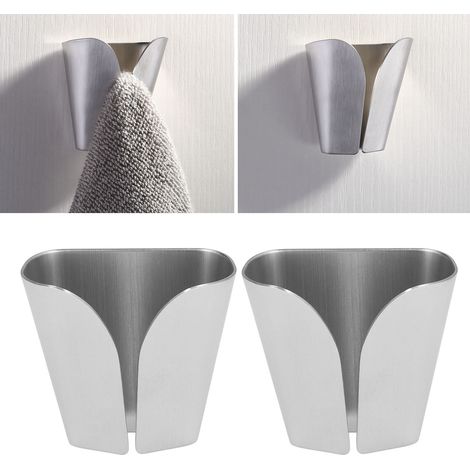 V-förmiger Handtuchhaken aus Edelstahl 304, nagelfrei, gebürstete Oberfläche, Set mit 2 Haken und Befestigungszubehör. (1/5)