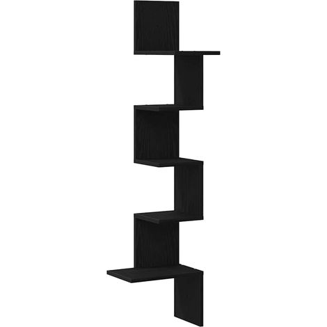 Maison Exclusive - Wand-Eckregal Schwarz 32x32x127,5 cm Holzwerks (1/5)