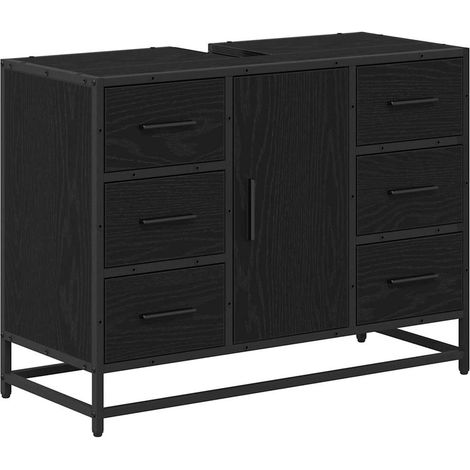 Cabinet de salle de bain avec tiroir Chêne noir 80 x 33 x 60 cm CFW261322 (1/5)