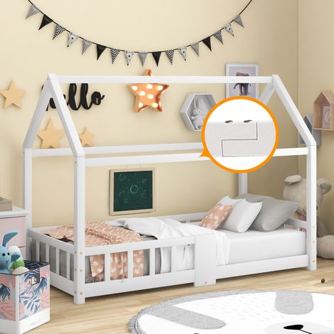 MEUBLIV Letto per bambini 90x200 cm bianco – con lavagna e sponde, senza materasso (1/5)