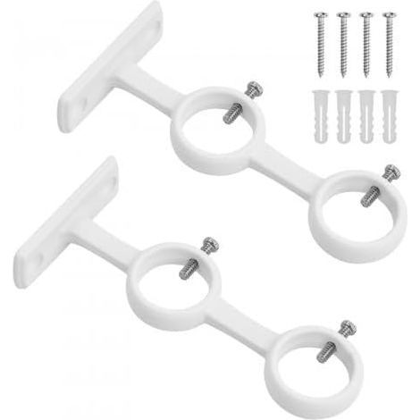 Supports de tringle à rideaux à double crochet pour tringle à rideaux de salon ou de chambre (blanc) (2 pièces) (1/5)