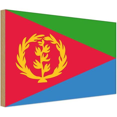 Panneau en bois 30x40 cm, blason et drapeau de l'Érythrée (1/4)