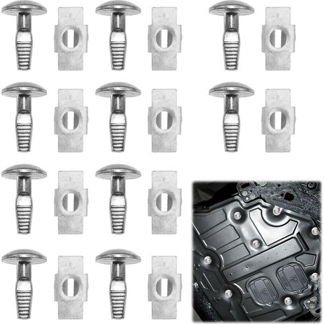 Fixation Cache Moteur, 10 pièces Fixation Cache Moteur pour 3008, Fixation Cache Moteur pour, Clips De Protection En Alliage D'aluminium, pour 207 206 807 406 407 806 (1/5)