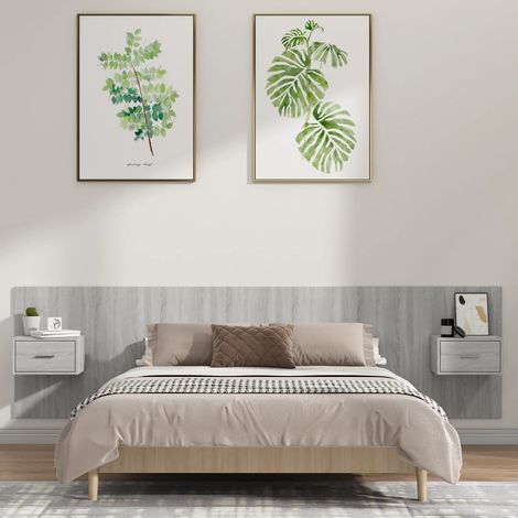 Tête de lit Contemporain Pour Lit adulte avec armoires Gris sonoma Bois d'ingénierie 90407 (1/5)