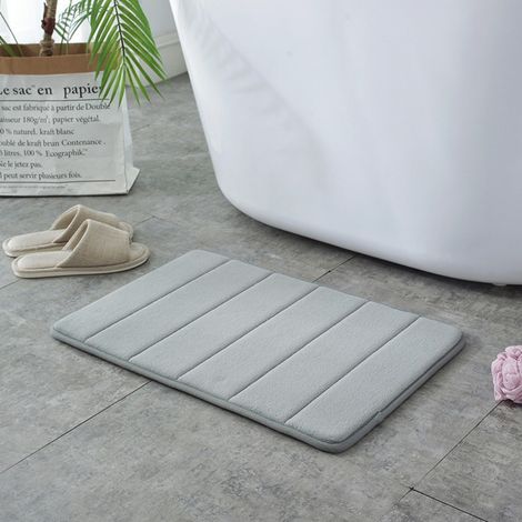 Ede Couverture matelassée grise 4060cm (base en polaire corail PVC 1,0cm) Tapis de sol en polaire corail, lavable et facile à nettoyer, tapis de salle de bain, absorbant et antidérapant. (1/4)