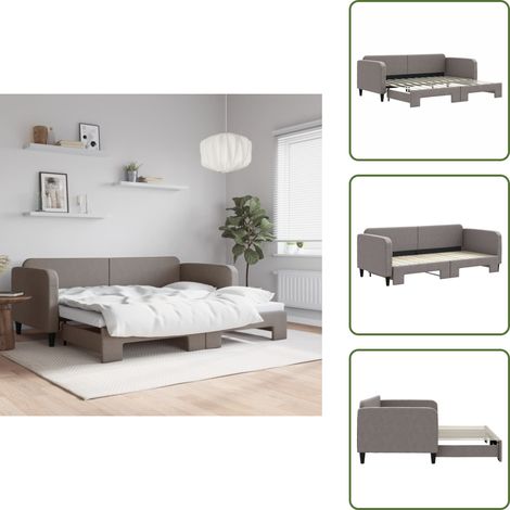 The Living Store Tagesbett Ausziehbar Taupe 90x200 cm Stoff - Schlafsofa
