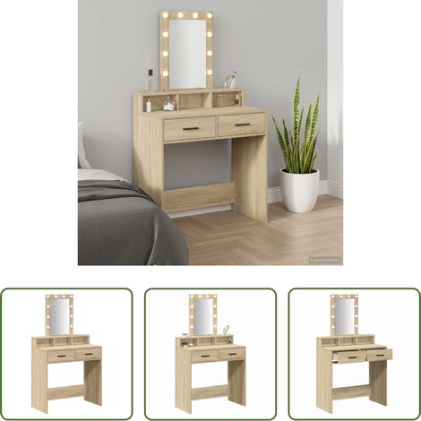 Spiegelbeleuchtung - Schminktisch mit Speicher Braun 79 x 41 x 140 cm Holzwerkstoff (1/5)