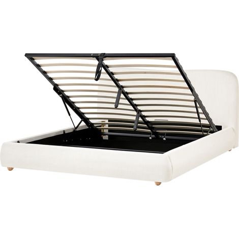 Cama con almacenaje minimalista 160 x 200 cm de tela moderna blanco crema Blagnac (1/5)