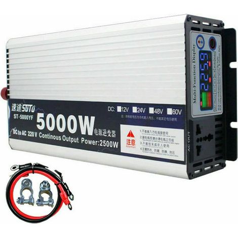 Modified 12V/48V DC to 220V AC Sine Wave Power Inverter for Smartphones, Tablets, Laptops for Home and Car Use, Dual Digital Display, Car Inverter (1/5)