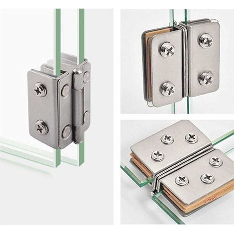 [NEVER USED] pieces stainless steel glass door hinges 180° opening angle for 5-8 mm thick glass – (1/3)
