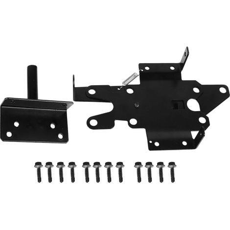 Loquet de portail autobloquant avec vis, en acier inoxydable, type levier, pour clôture extérieure, jardin ou fenêtre, noir.