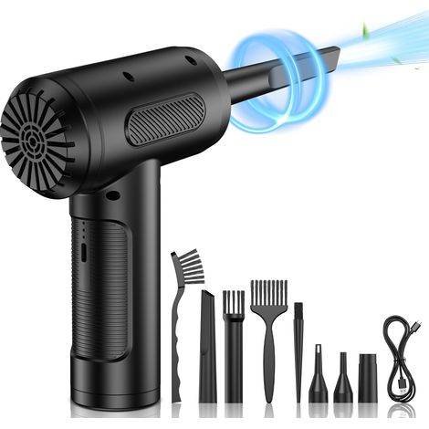Soufflette Air Comprimé, 3 Vitesses 91 000 tr/min Bombe Air Sec Souffleur PC, Depoussierant Ordinateur Rechargeable par USB Avec Batterie 6000mAh pour Ordinateur Portable, Clavier, Voiture, Canapé (1/5)