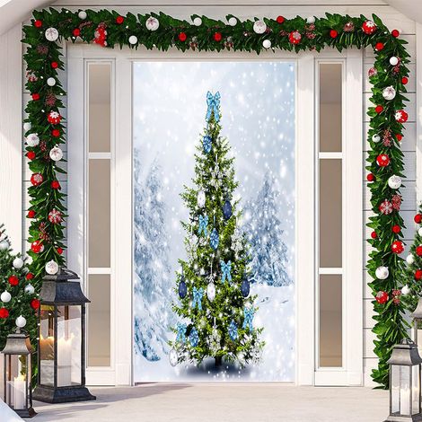Nouvelle décoration adhésive de porte pour Noël, toile de fond festive, tapisserie murale pour porte de chambre, largeur de porte - SDMT-042 - 110 x 180 cm