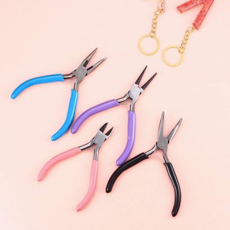 4 Pinces à Bijoux-Pince Trousse Outils de Fabrication de Bijoux-Pinces à Becs Aiguilles-Pinces à Bec Long-Pinces à Becs de Chaîne-Coupe-fil NPTERBL (1/2)