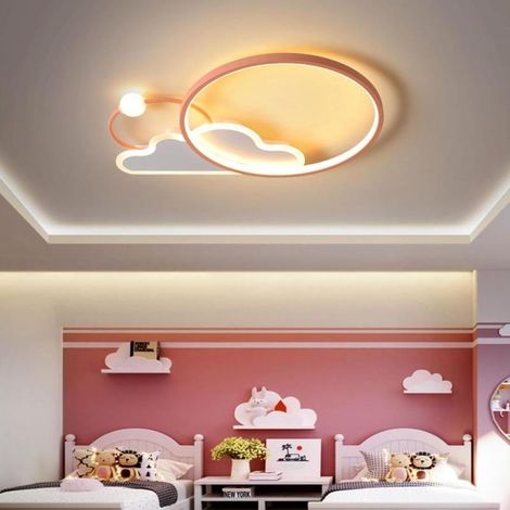 Plafonnier LED 3D nuage créatif, design dessin animé, 38 W, intensité réglable, télécommande, rose, 3 couleurs, pour chambre d'enfant ou salon (1/5)