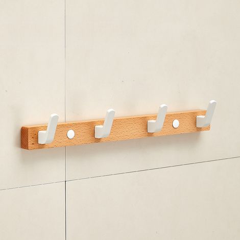 Attaccapanni murale decorativo per cappotti borse asciugamani cappelli, bianco, 4 ganci