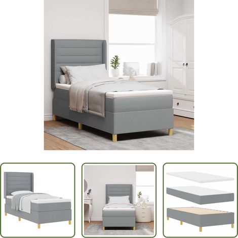 Matelas ferme - Lit à ressorts avec matelas Gris clair 80 x 200 cm tissu (1/5)