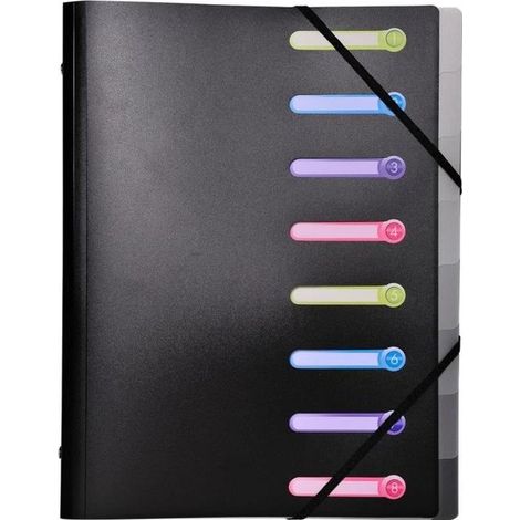EXACOMPTA Trieur 3 rabats Polypropylène 8 Compartiments Noir (1/2)