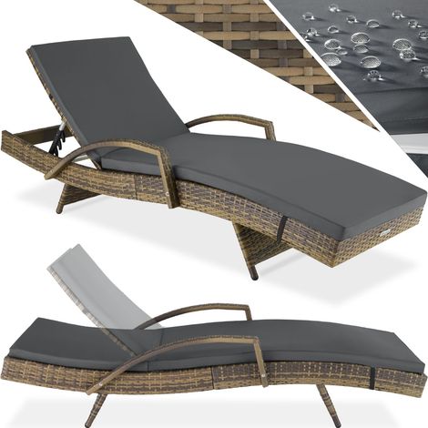 Bain de soleil en rotin et aluminium réglable 5 positions marron