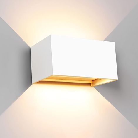 Modern outdoor LED wall light, white, waterproof, warm white light, 20 x 10 x 10 cm – aluminum – adjustable beam angle (1/5)