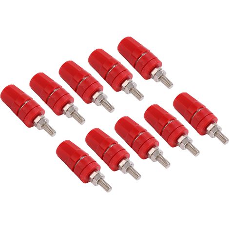 Bornier de raccordement 4,0 mm, fiches bananes 24 A, pour amplificateur de haut-parleur, borne rouge. (1/5)